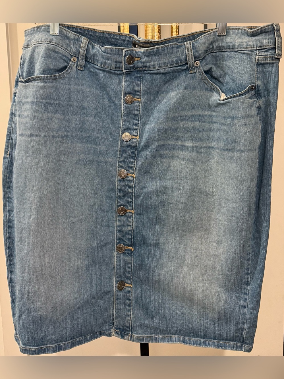 Torrid Blue Button-Front Denim Midi Skirt - Picture 2 of 6